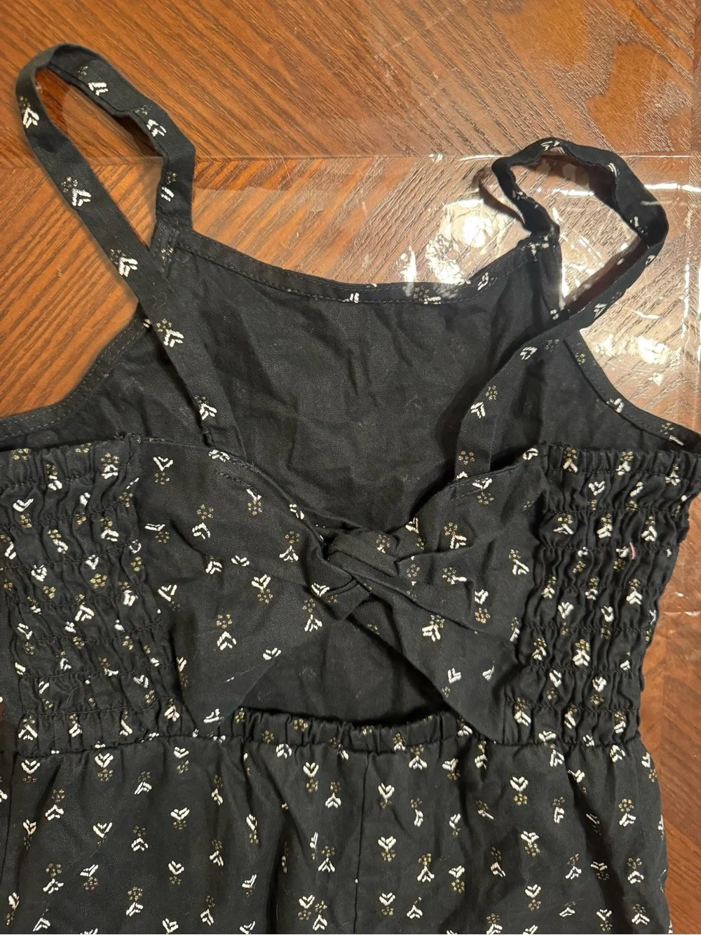Lot of 2 Carter's Black Floral Smocked Romper and gray striped jumpsuit
